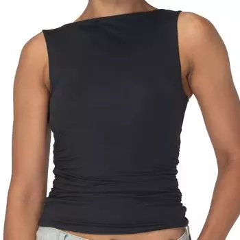 Женские майки, летние рубашки без рукавов, облегающий крой, двухслойный базовый топ L чёрный