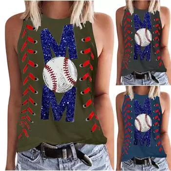 Женские майки с цветочным принтом и круглым вырезом без рукавов, футболки-туники L армия зеленый