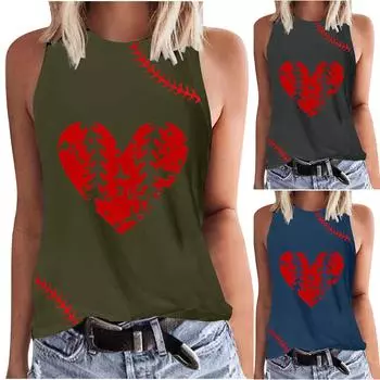 Женские майки с цветочным принтом и круглым вырезом без рукавов, футболки-туники L армия зеленый