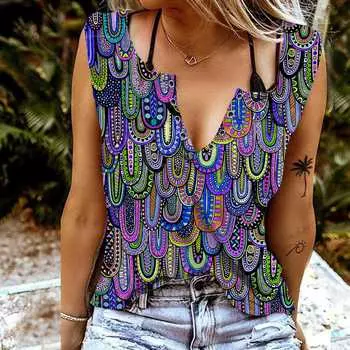 Женские майки, сексуальные летние топы без рукавов с v-образным вырезом, жилет с 3D разноцветным принтом из перьев, крутые легкие топы XS чёрный