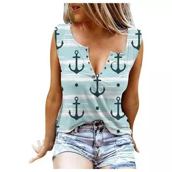 Женские майки, сексуальные летние топы без рукавов с V-образным вырезом, жилет с 3D принтом, топы с синей стрелкой XS синий