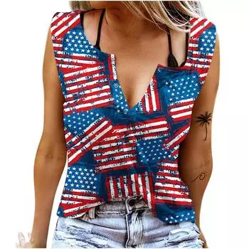 Женские майки, сексуальные летние топы без рукавов с v-образным вырезом, жилет с 3D принтом, красные камуфляжные топы со звездами XS красный