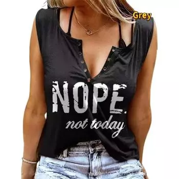 Женские майки, сексуальные летние топы без рукавов с V-образным вырезом, жилет с 3D принтом, серые топы с буквами XS серый