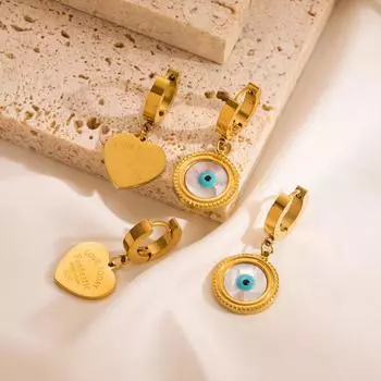 Женские маленькие дизайнерские серьги из титановой стали Love, круглые масляные серьги-капли, простые темпераментные серьги OneSize золотой