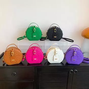 Женские маленькие круглые сумки через плечо из искусственной кожи, однотонные женские сумки-слинги для сотовых телефонов, женские сумки-мессенджеры 17.5x8x16cm зелёный