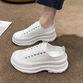 Женские маленькие новые осенние нескользящие повседневные белые туфли Show Feet Little Wild Shoes 35 чёрный