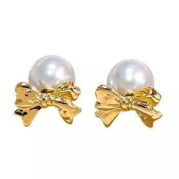 Женские маленькие серьги-бантики Элегантные серьги-пусеты Милые украшения для ушей Модные серьги-гвоздики Подходят для повседневной носки, для свадьбы, для вечеринки золотой