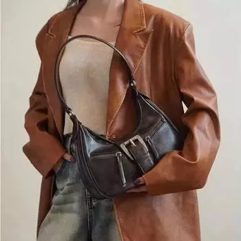 Женские маленькие сумки через плечо в форме полумесяца из искусственной кожи, женские сумки-мессенджеры через подмышку