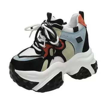 Женские массивные кроссовки 10 см, повседневная обувь из дышащей сетки на осень 2024 г., туфли на танкетке и платформе, женские спортивные туфли для папы 34 розовый