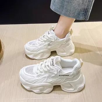 Женские массивные кроссовки 2024 Белые кроссовки Женская обувь на платформе для женщин Модные повседневные кроссовки 40 белый