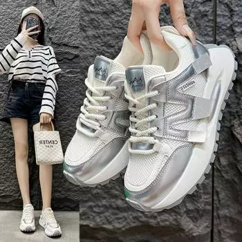 Женские массивные кроссовки, модная брендовая обувь для женщин 2024 года, новые туфли на вулканизированной платформе, дышащие повседневные кроссовки Zapatillas De Mujer 35 бежевый