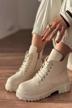 Женские матовые кожаные ботинки Porsenta телесного цвета