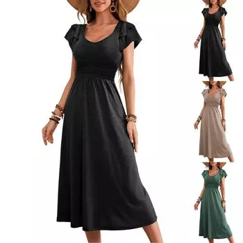 Женские макси-платья, летнее повседневное платье без рукавов, свободное пляжное длинное платье с карманами M