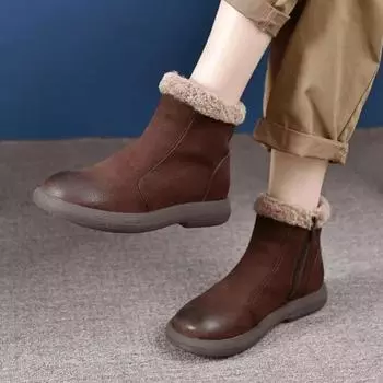 Женские меховые ботильоны на плоской подошве с платформой, зимние теплые плюшевые ботинки, женская брендовая обувь 2024 года, трендовая повседневная обувь для ходьбы, модные ботинки Mujer 35 серый