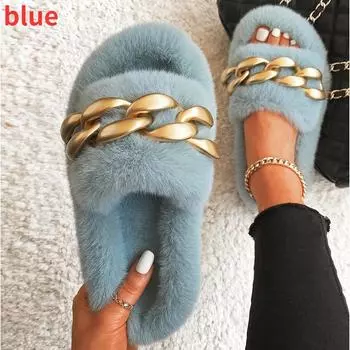 Женские меховые тапочки, пушистые, длинные, плюшевые, теплые тапочки, роскошные тапочки, стринги 35 хаки