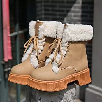 Женские меховые теплые зимние ботинки на плоской подошве, зимняя обувь на платформе, новый модный тренд, короткие плюшевые ботинки «Челси», повседневные женские ботинки 35