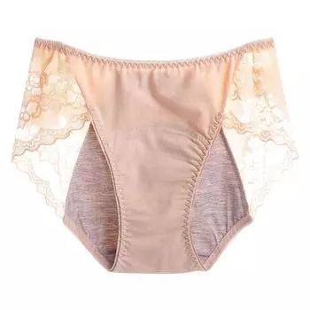 Женские менструальные трусики, кружевные, однотонные, большого размера, с приподнятой посадкой, со средней талией, бесшовные, эластичные, непромокаемые трусы для менструации, женские S вино красного