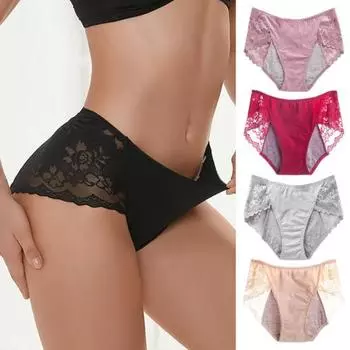 Женские менструальные трусики, кружевные однотонные трусы больших размеров с подтяжкой средней талии, бесшовные эластичные герметичные трусы, женское нижнее белье S розовый
