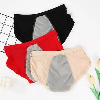 Женские менструальные трусы нижнее белье физиологические трусы хлопковые бесшовные трусы герметичные менструальные L чёрный