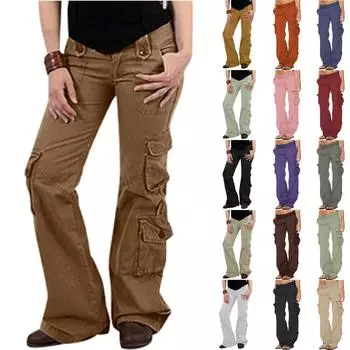Женские мешковатые брюки-карго, винтажные джинсы с карманами, широкие брюки, свободные комбинезоны, длинные брюки, брюки-карго XXL чёрный