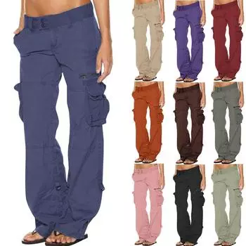 Женские мешковатые брюки-карго, винтажные джинсы с карманами, широкие брюки, свободные комбинезоны, длинные брюки, брюки-карго XXXXL