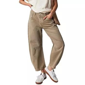 Женские мешковатые джинсы со средней талией, широкие свободные джинсовые брюки-бойфренды, прямые укороченные джинсы-бочонки L хаки