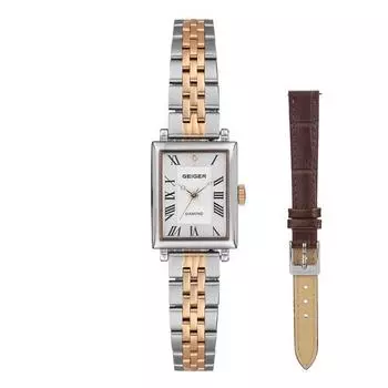 Женские металлические часы Geiger с продолговатыми бриллиантами GE1261CB + комплект кожаного ремешка, популярные корейские часы