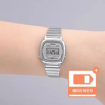 Женские металлические цифровые часы Casio в стиле ретро с бесплатной пряжкой и пакетом билетов на замену батарейки