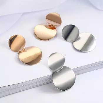 Женские металлические серьги с геометрическим дизайном, цвета в ассортименте золотой