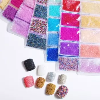 Женские микробусины для ногтей, разные цвета, аксессуары для ногтей, упаковка из 6 штук, декор для ногтей, бусины-эльфы 0.6-0.8mm