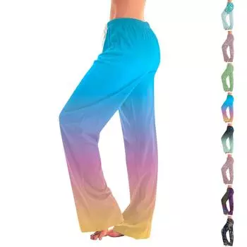 Женские милые брюки с цветочным принтом на завязках, повседневные пижамные брюки L циан