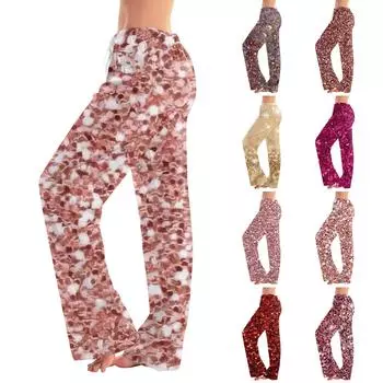 Женские милые брюки с цветочным принтом на завязках, повседневные пижамные брюки XXXXL красный