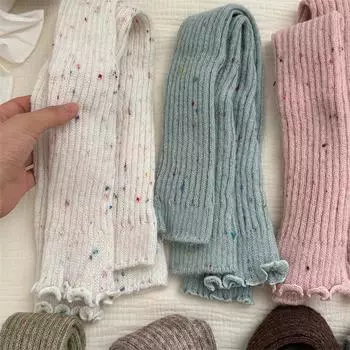 Женские милые милые Y2k теплые зимние и осенние цветные гетры в горошек, чехлы для лодыжек бежевый