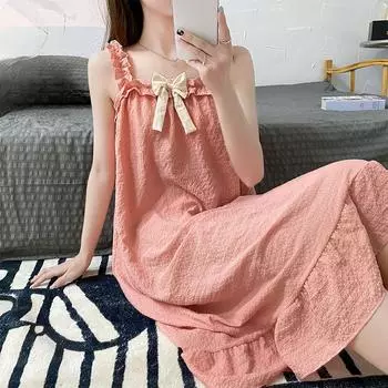 Женские милые ночные рубашки и рубашки без рукавов, женские летние свободные домашние рубашки в корейском стиле для девочек, милая ночная рубашка, домашняя одежда M зелёный