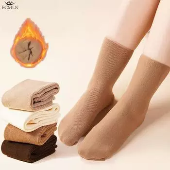 Женские милые однотонные носки-трубы, повседневные хлопковые носки, женские осенне-зимние носки средней длины One size