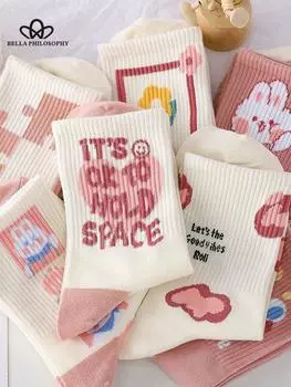 Женские милые осенне-зимние новые носки, универсальные длинные носки средней длины, милые и милые студенческие японские носки JK one size