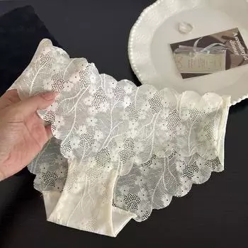 Женские милые сексуальные кружевные трусики однотонные бесшовные трусы с низкой посадкой и вырезами M