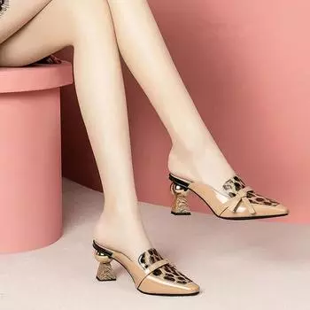 Женские милые туфли на шпильках с леопардовым принтом для сексуальных вечеринок в ночном клубе, модные милые удобные туфли-лодочки без застежки Ga97 35