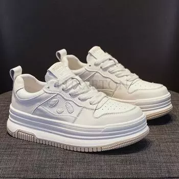 Женские милые туфли в виде панды из натуральной кожи с толстой подошвой и высокой посадкой, модные повседневные дышащие универсальные туфли для сноуборда 35 белый