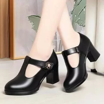 женские милые туфли высокого качества с круглым носком и пряжкой на ремешке, весенние и летние туфли на квадратном каблуке, женские повседневные туфли на каблуке zapatos de mujer ba194 35