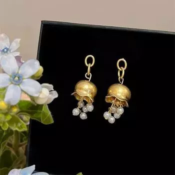 Женские милые висячие серьги с цветочным ландышем в стиле ретро, модные серьги-гвоздики с цветами для девочек, эффектные серьги