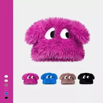 Женские милые защитные шапки, пушистые, забавные, зимние, мультяшные, пушистые, шапка-бини, плюшевые, с ушками щенка чёрный