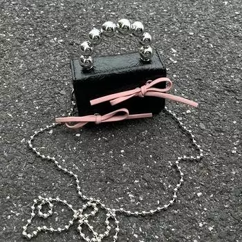 Женские мини-модные сумки из искусственной кожи, дизайнерские сумки на плечо с бантом, помада, ключи, наушники, органайзер для макияжа, сумки через плечо белый