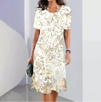 Женские мини-платья, летнее платье с коротким рукавом и фиолетовыми розами, повседневная мода, круглый вырез, 3D-принт, свободная женская новая одежда 2XL