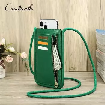 Женские мини-сумки для телефонов из натуральной кожи, маленькие сумки на ремне, держатели для карт, карман для банкнот, женские сумки, кошельки зелёный