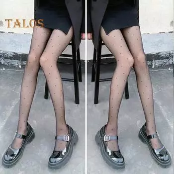 Женские мини-юбки, колготки с принтом в виде сердца, высокая эластичность, противоскользящие, ультратонкие, прозрачные, сетчатые, мягкие узкие колготки JK Lolita Party Club, колготки чёрный