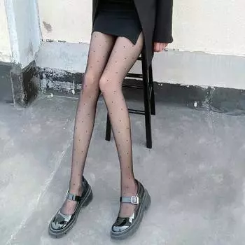 Женские мини-юбки, колготки с принтом в виде сердца, высокая эластичность, противоскользящие, ультратонкие, прозрачные, сетчатые, мягкие узкие колготки JK Lolita Party Club, колготки белый