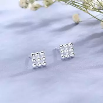Женские минималистичные маленькие геометрические квадратные трехмерные параллельные круглые бусины серьги Niche Design