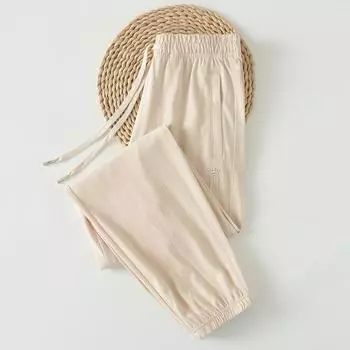 Женские минималистичные повседневные абрикосовые спортивные штаны из тонкого хлопка Apricot(Summer style) 3XL pants