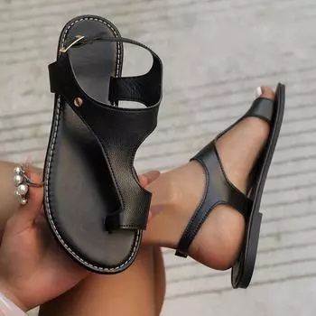 Женские минималистичные сандалии-шлепанцы из искусственной кожи с открытым носком, женская пляжная обувь, легкая женская обувь, новинка 2024 года, женские сандалии-шлепанцы 36